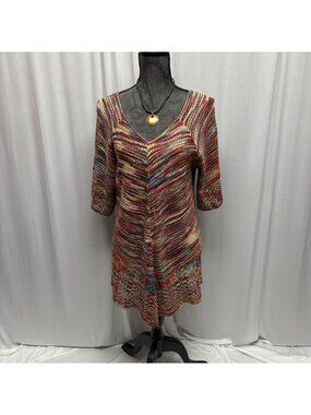 Faded Glory Multicolor Striped Knit Tunic Womens XL 16-18 Sweater Boho Hippie